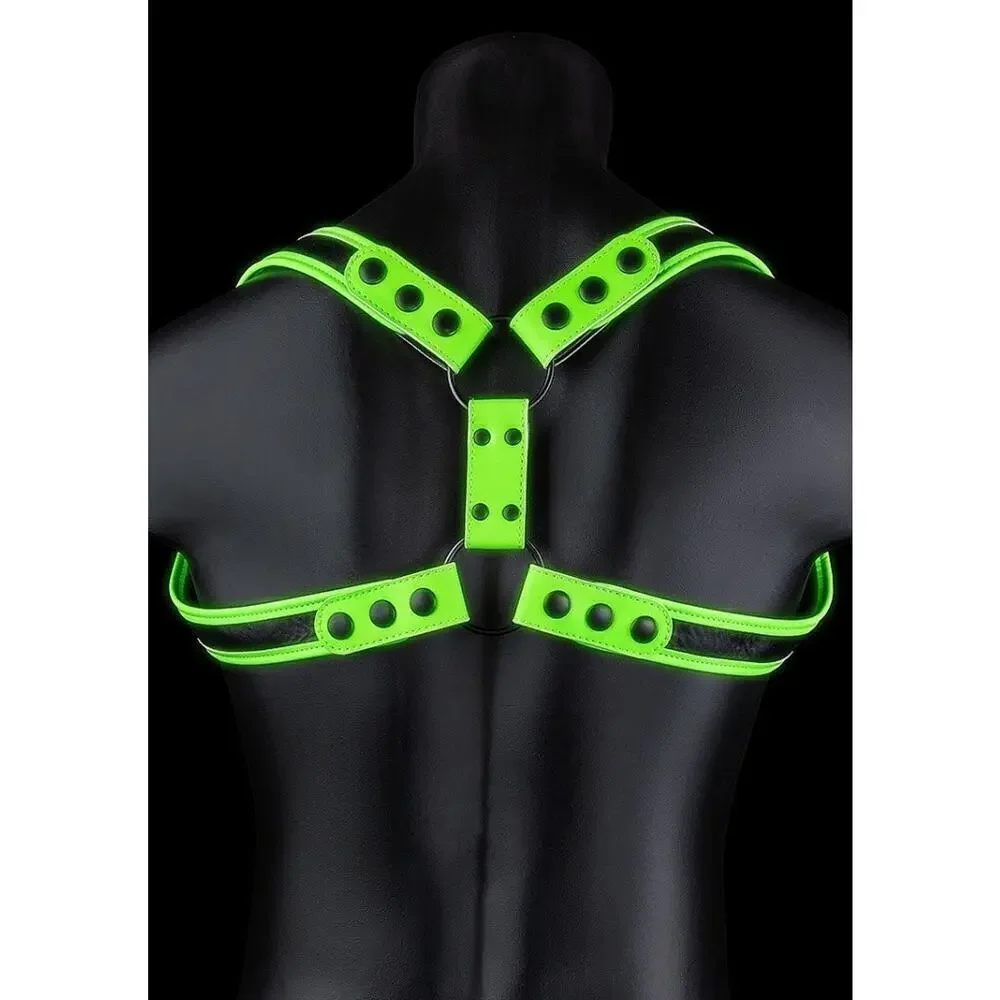 🦋B2G1🦋OUCH! Glow In The Dark NEON GREEN Bonded Leather Sling Harness | L/XL |